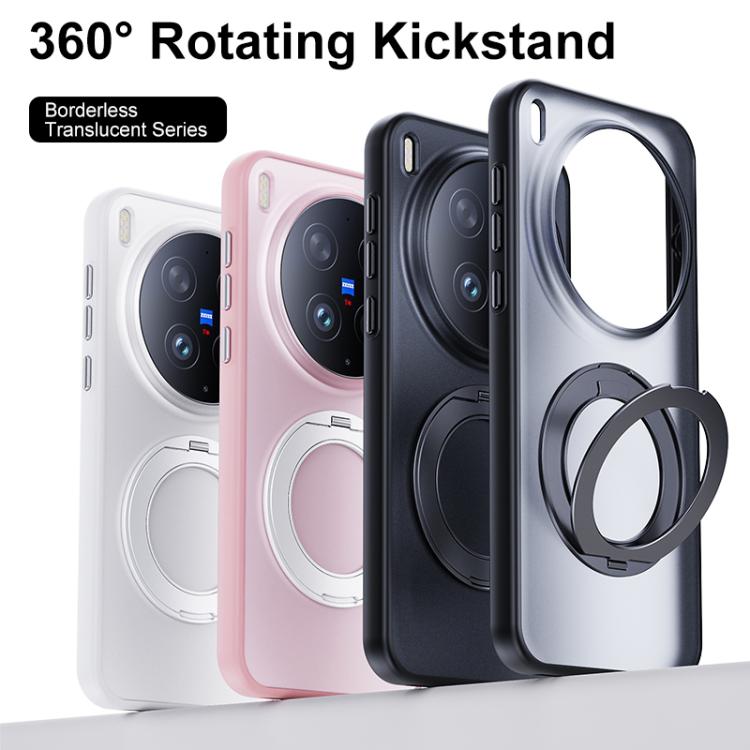 For vivo X300 Ultra Boundless Transparent Series Skin Feel Frosted Clear Magnetic Phone Case with Rotating Holder