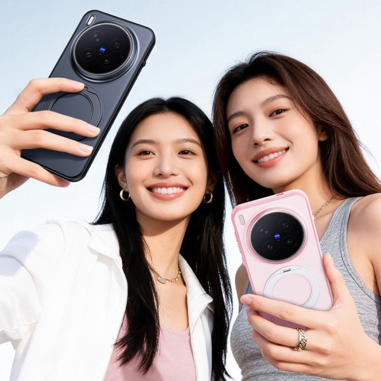 For vivo X300 Pro Boundless Transparent Series Skin Feel Frosted Clear Magnetic Phone Case with Rotating Holder