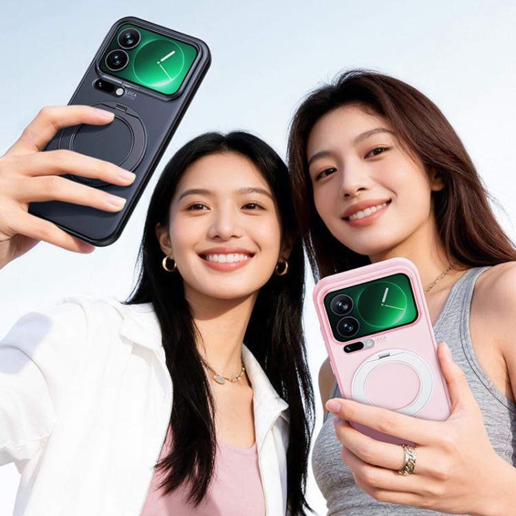 For Xiaomi 17 Pro Max Boundless Transparent Series Skin Feel Frosted Clear Magnetic Phone Case with Rotating Holder