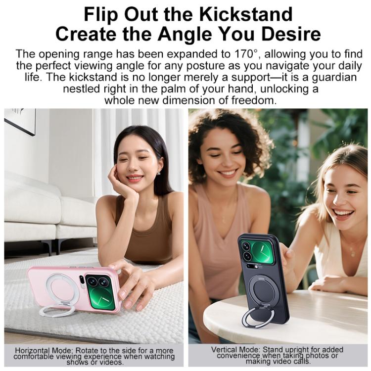 For Xiaomi 17 Pro Boundless Transparent Series Skin Feel Frosted Clear Magnetic Phone Case with Rotating Holder
