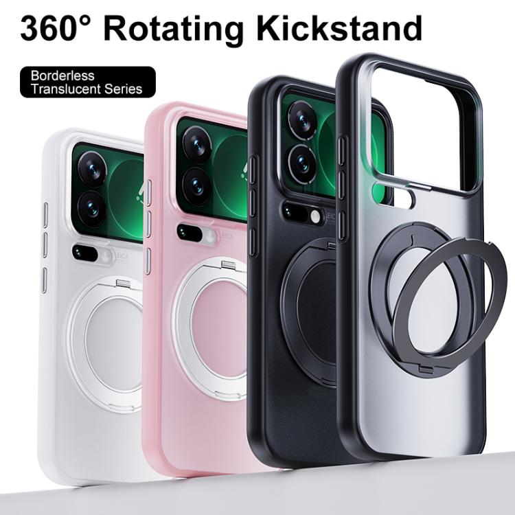 For Xiaomi 17 Pro Boundless Transparent Series Skin Feel Frosted Clear Magnetic Phone Case with Rotating Holder