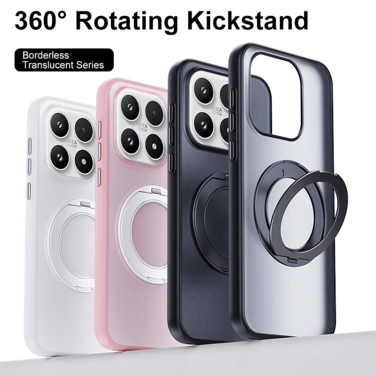For Xiaomi 17 Boundless Transparent Series Skin Feel Frosted Clear Magnetic Phone Case with Rotating Holder