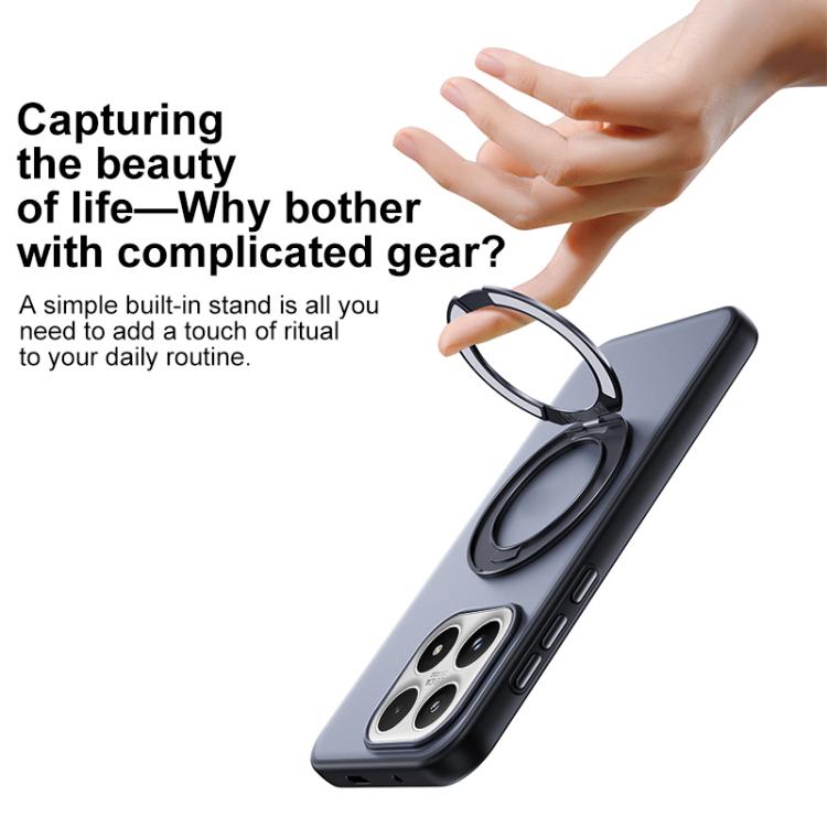 For Xiaomi 17 Boundless Transparent Series Skin Feel Frosted Clear Magnetic Phone Case with Rotating Holder