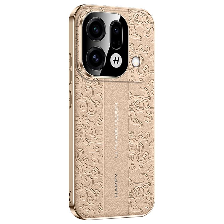 For OPPO Find X9s Pro 5G Cloud Dragon Pattern Plain Leather PC Phone Case