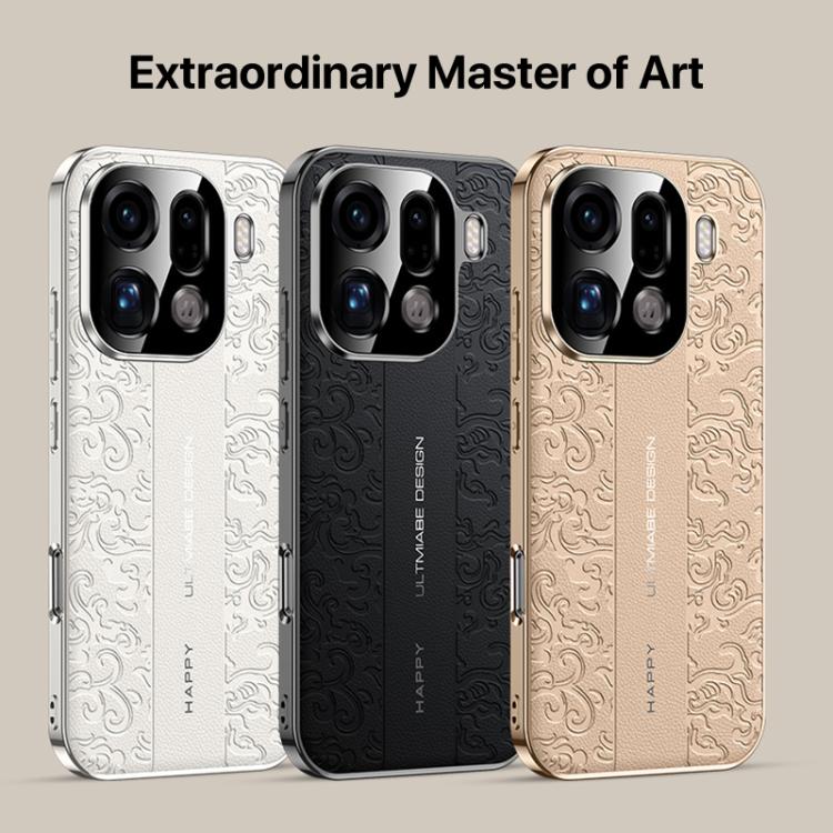 For OPPO Find X9s Pro 5G Cloud Dragon Pattern Plain Leather PC Phone Case