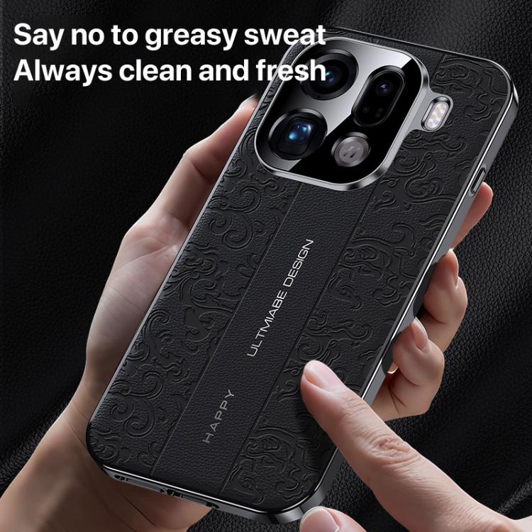 For OPPO Find X9s Pro 5G Cloud Dragon Pattern Plain Leather PC Phone Case