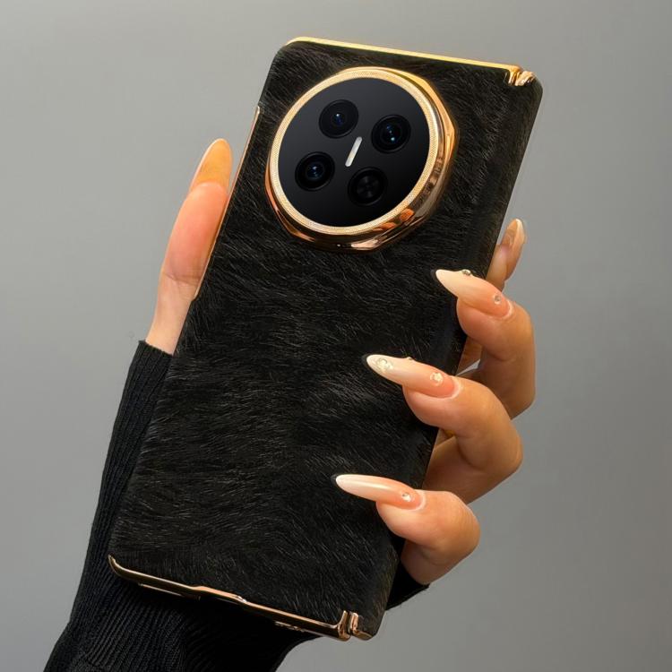 For Huawei Mate X7 Horsehair Pattern Double Axis Vegan Leather Shockproof Phone Case