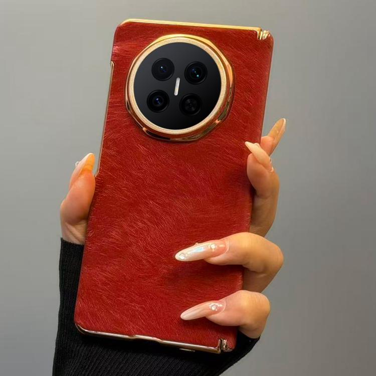 For Huawei Mate X7 Horsehair Pattern Double Axis Vegan Leather Shockproof Phone Case
