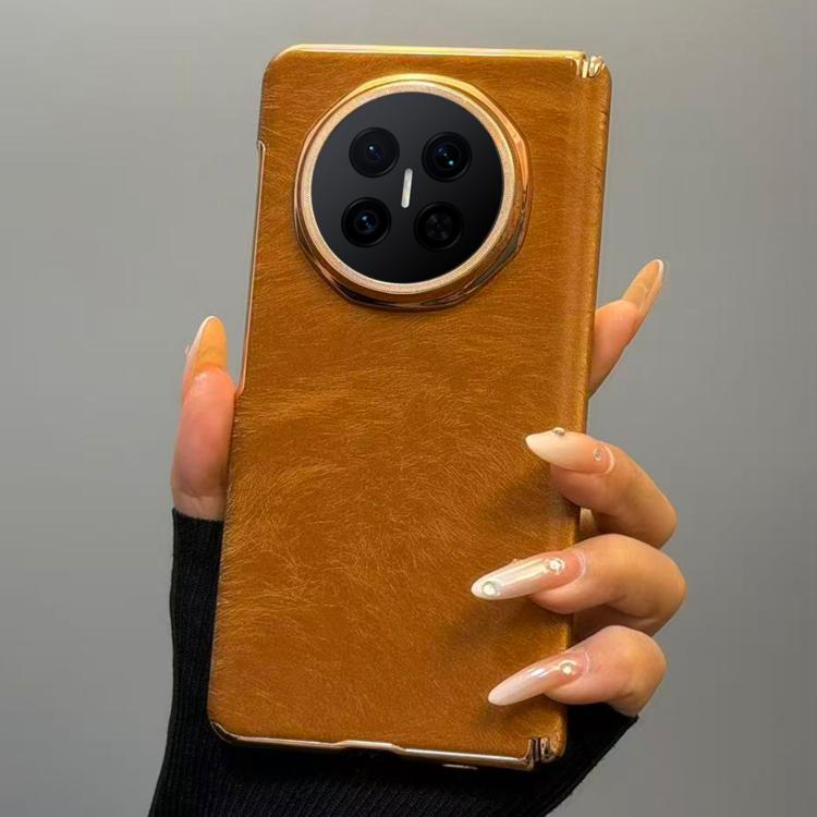 For Huawei Mate X7 Horsehair Pattern Double Axis Vegan Leather Shockproof Phone Case