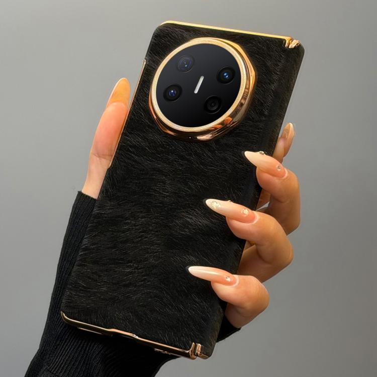 For Huawei Mate X6 Horsehair Pattern Double Axis Vegan Leather Shockproof Phone Case