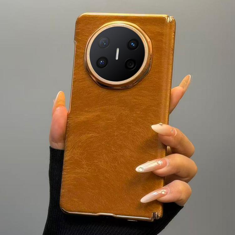 For Huawei Mate X6 Horsehair Pattern Double Axis Vegan Leather Shockproof Phone Case