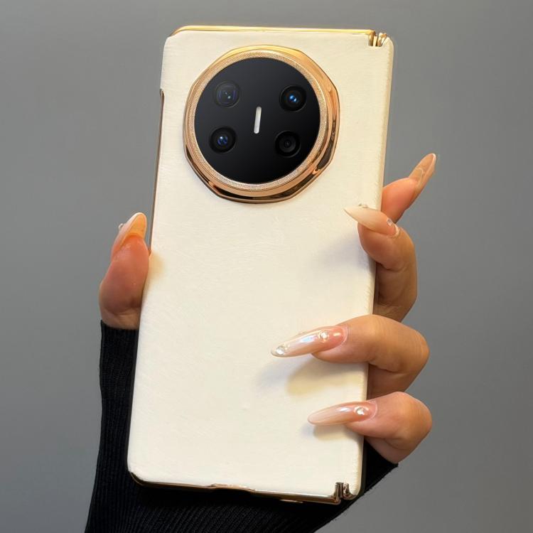 For Huawei Mate X6 Horsehair Pattern Double Axis Vegan Leather Shockproof Phone Case
