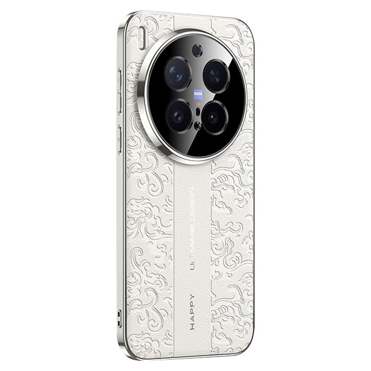 For vivo X300 Ultra Cloud Dragon Pattern Plain Leather PC Phone Case
