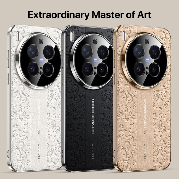 For vivo X300 Ultra Cloud Dragon Pattern Plain Leather PC Phone Case