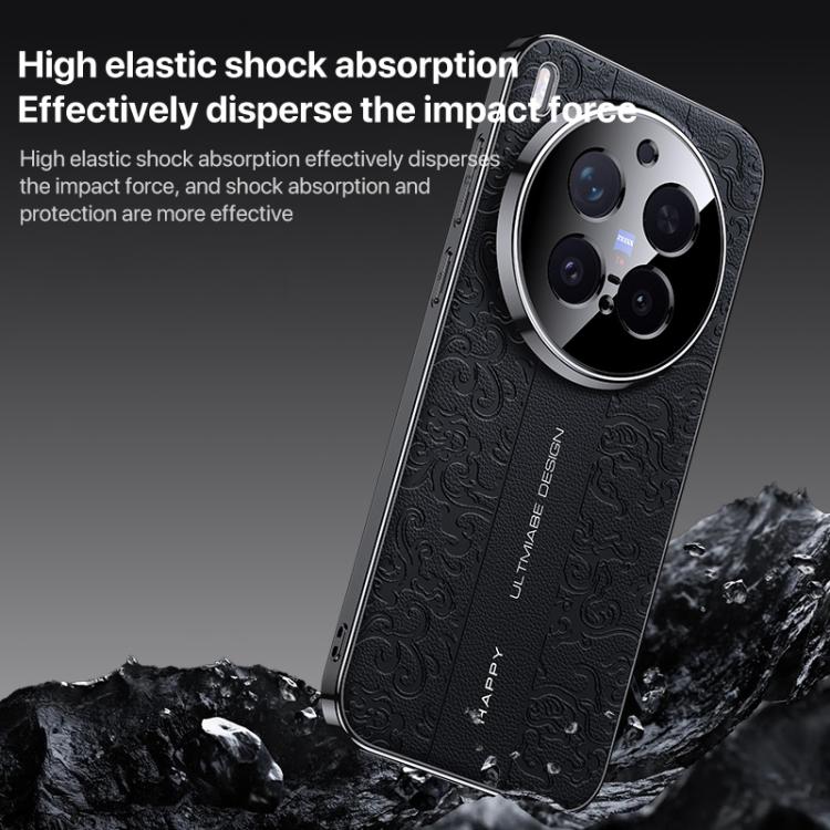 For vivo X300 Ultra Cloud Dragon Pattern Plain Leather PC Phone Case