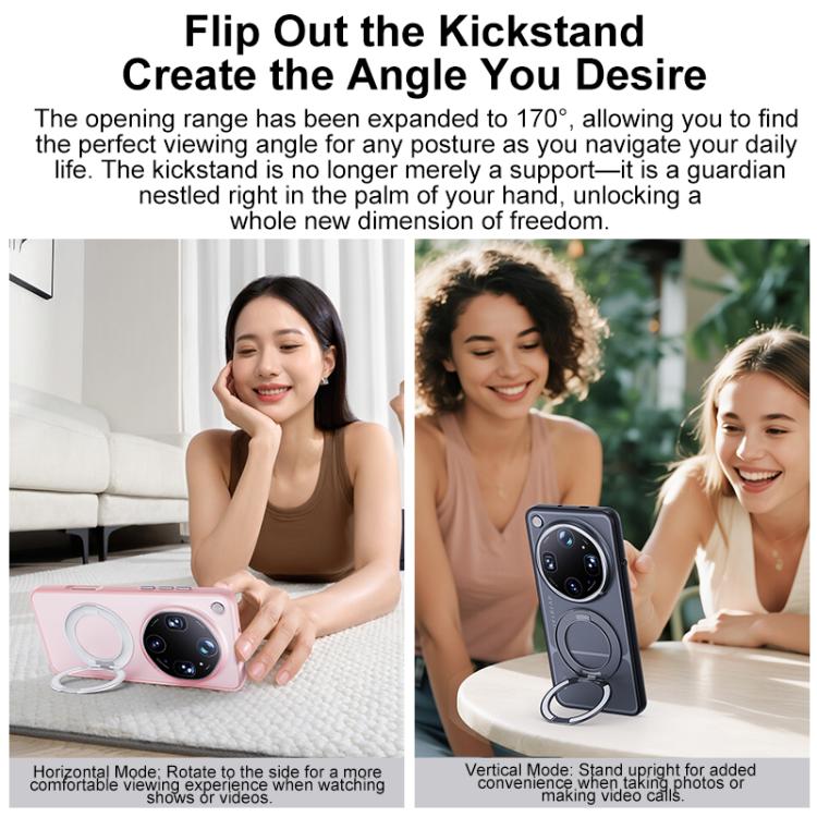 For OPPO Find X9 Ultra 5G Boundless Transparent Series Skin Feel Frosted Clear Magnetic Phone Case with Rotating Holder