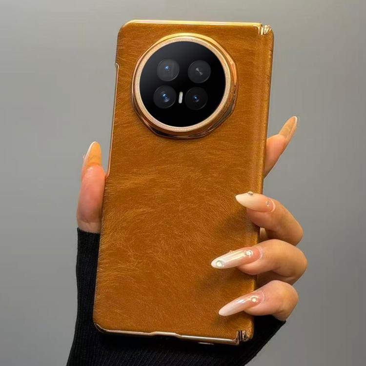 For Honor Magic V6 Horsehair Pattern Double Axis Vegan Leather Shockproof Phone Case