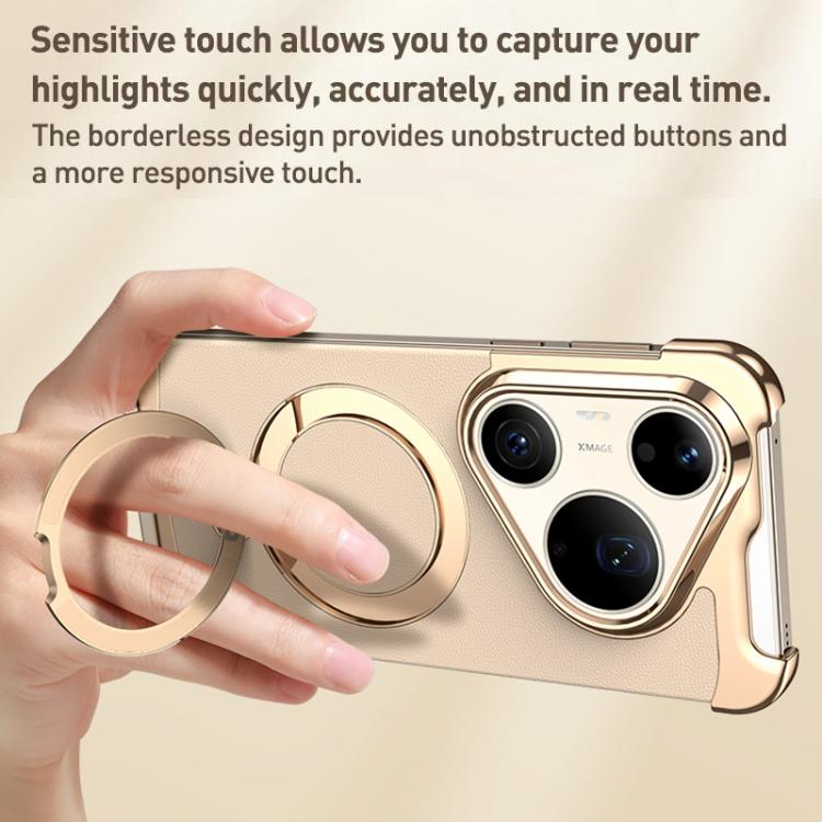 For Huawei Pura 90 Pro Borderless MagSafe Ring Holder Plain Leather Phone Case