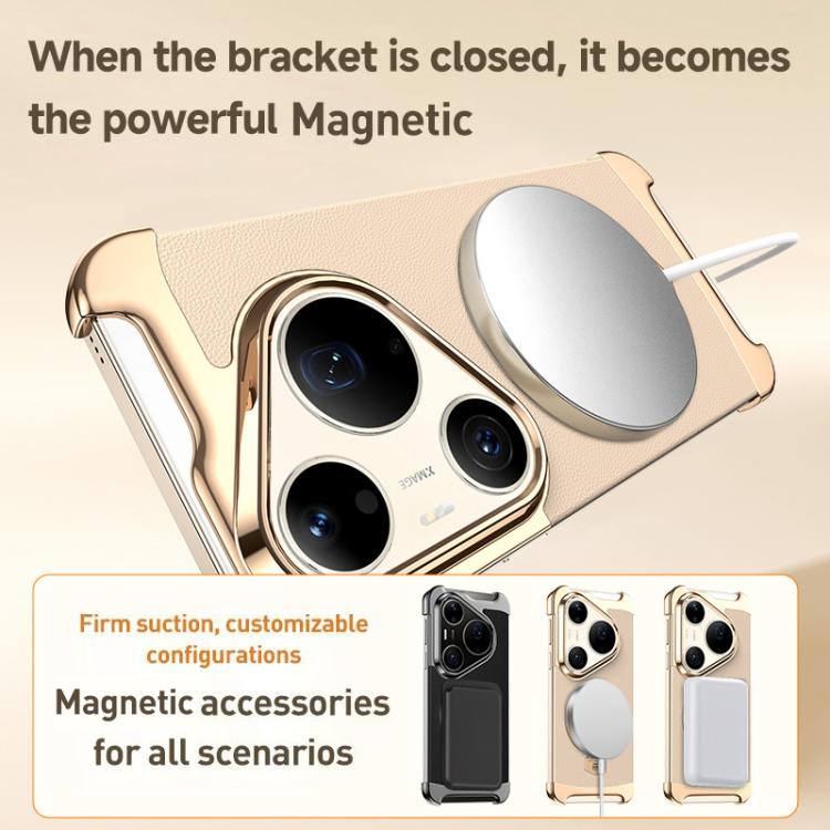 For Huawei Pura 90 Pro Borderless MagSafe Ring Holder Plain Leather Phone Case