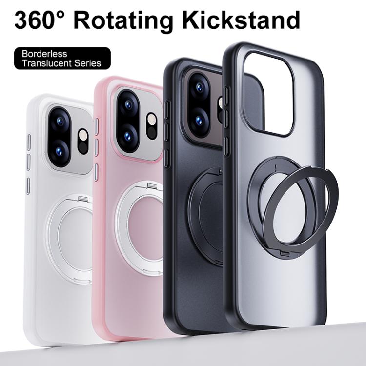 For OnePlus 15T Boundless Transparent Series Skin Feel Frosted Clear Magnetic Phone Case with Rotating Holder