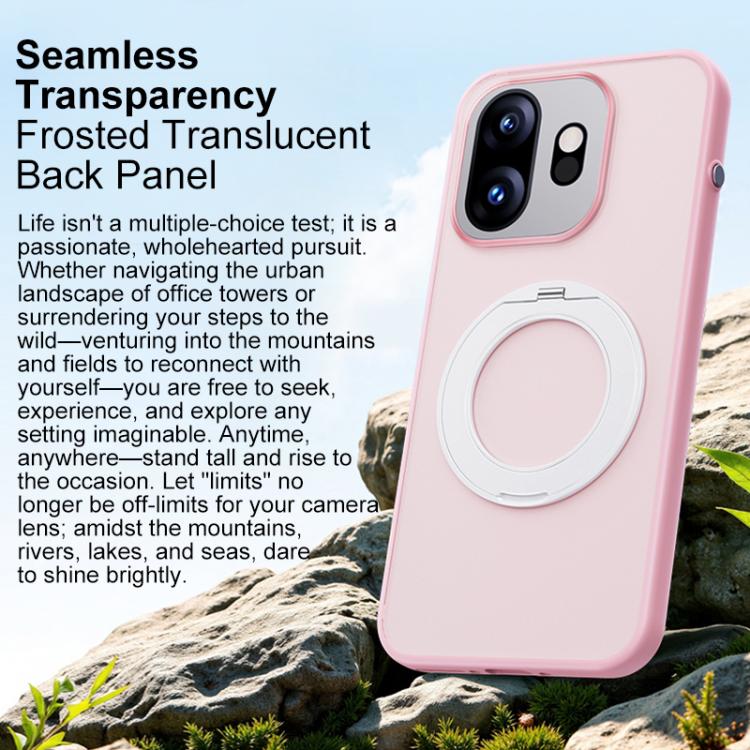 For OnePlus 15T Boundless Transparent Series Skin Feel Frosted Clear Magnetic Phone Case with Rotating Holder