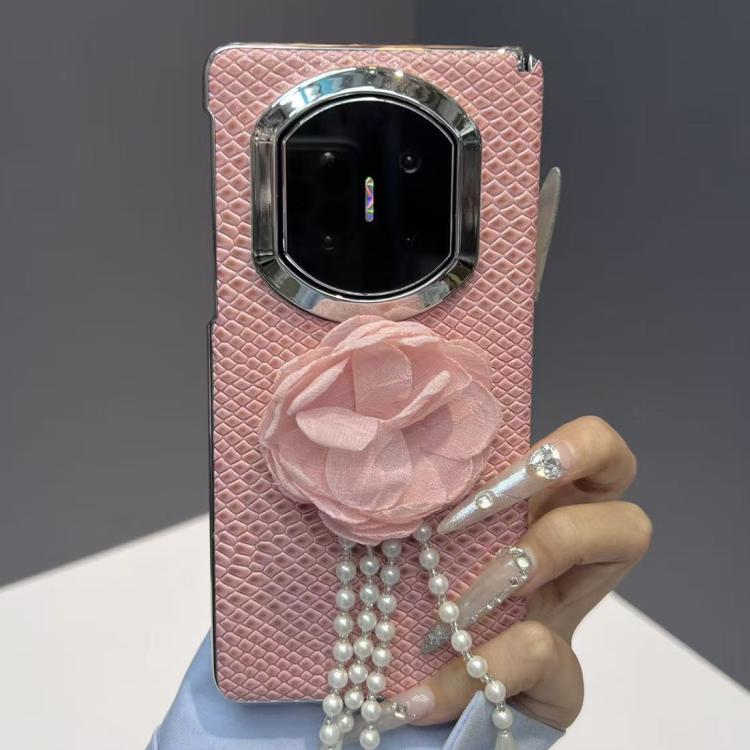For Huawei Mate X7 Lizard Texture 3D Floral Decorative Vegan Leather Shockproof Phone Case