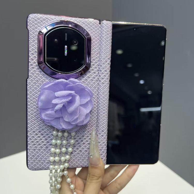 For Huawei Mate X6 Lizard Texture 3D Floral Decorative Vegan Leather Shockproof Phone Case