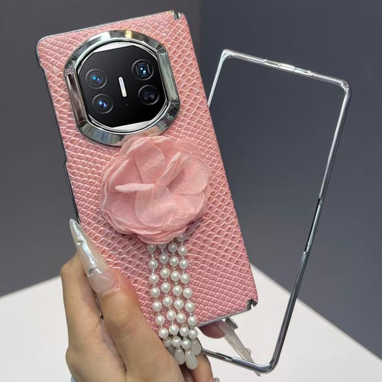 For Huawei Mate X5 Lizard Texture 3D Floral Decorative Vegan Leather Shockproof Phone Case with Frame
