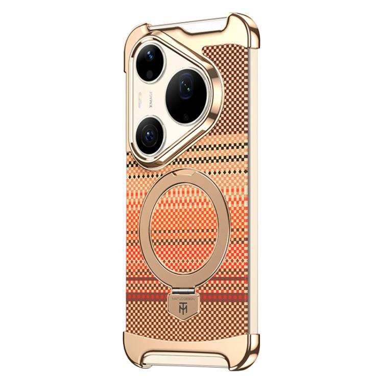 For Huawei Pura 90 Pro Max Borderless Magnetic Ring Holder Carbon Fiber Texture Phone Case