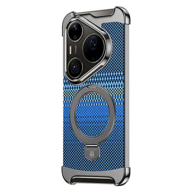 For Huawei Pura 90 Pro Borderless Magnetic Ring Holder Carbon Fiber Texture Phone Case