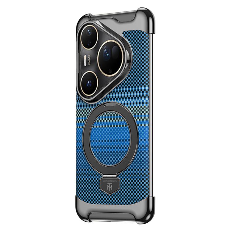 For Huawei Pura 80 Ultra Borderless Magnetic Ring Holder Carbon Fiber Texture Phone Case