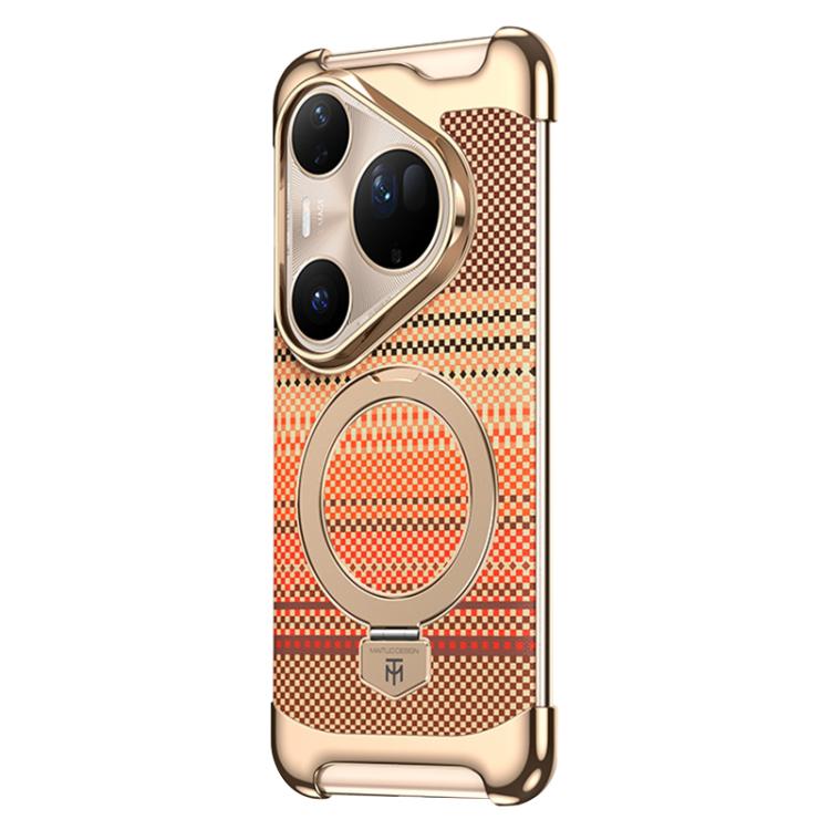 For Huawei Pura 80 Ultra Borderless Magnetic Ring Holder Carbon Fiber Texture Phone Case