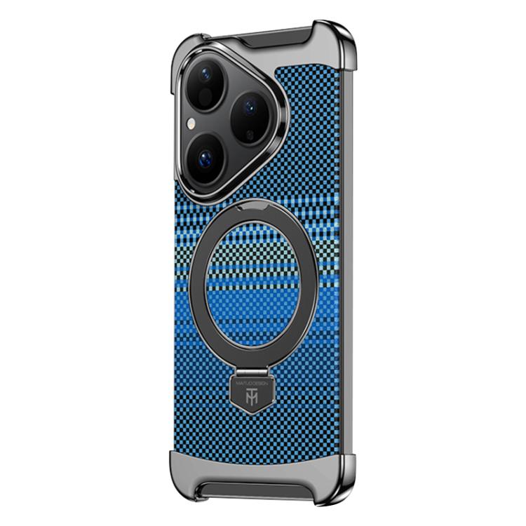 For Huawei Pura 80 Borderless Magnetic Ring Holder Carbon Fiber Texture Phone Case