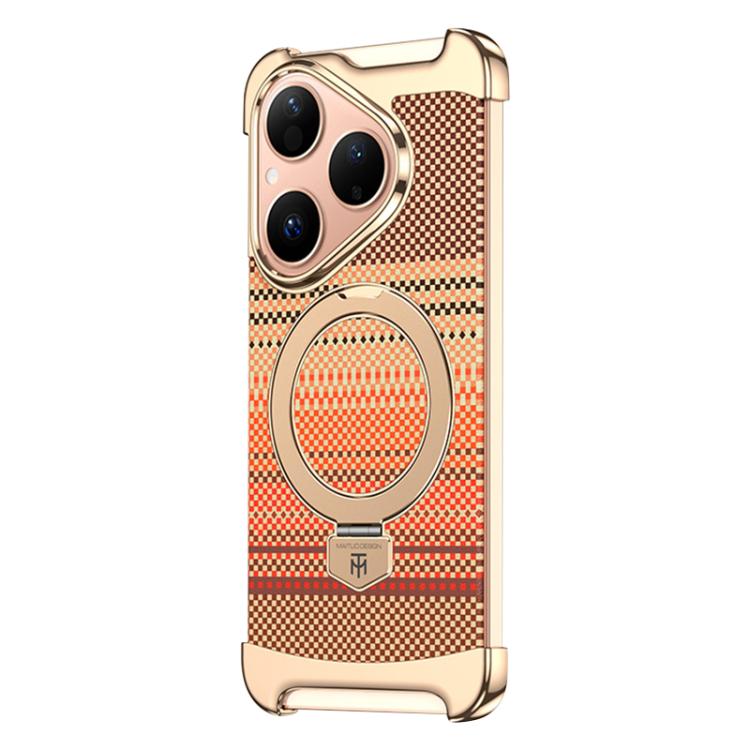 For Huawei Pura 80 Borderless Magnetic Ring Holder Carbon Fiber Texture Phone Case