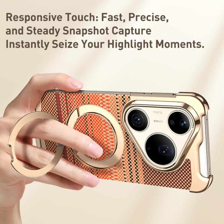 For Huawei Pura 90 Pro Borderless Magnetic Ring Holder Carbon Fiber Texture Phone Case