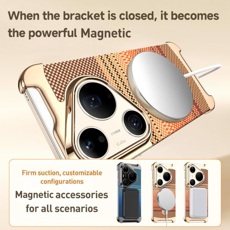For Huawei Pura 80 Ultra Borderless Magnetic Ring Holder Carbon Fiber Texture Phone Case