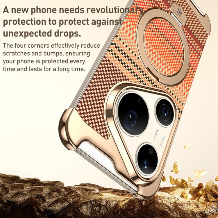 For Huawei Pura 90 Pro Borderless Magnetic Ring Holder Carbon Fiber Texture Phone Case