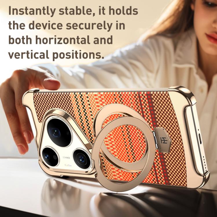 For Huawei Pura 90 Pro Borderless Magnetic Ring Holder Carbon Fiber Texture Phone Case