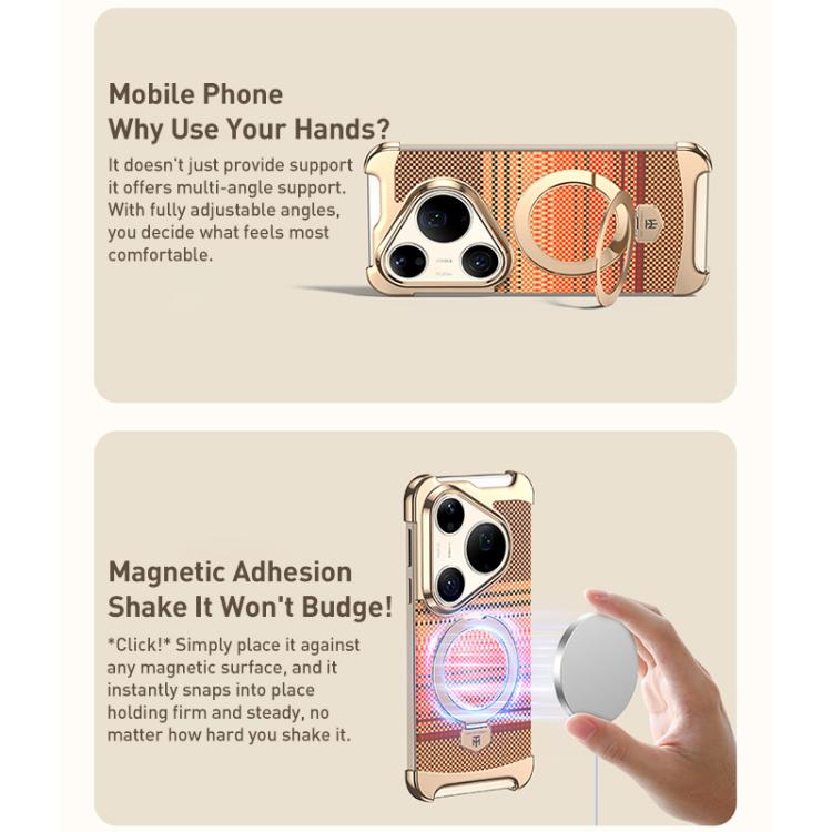 For Huawei Pura 90 Pro Borderless Magnetic Ring Holder Carbon Fiber Texture Phone Case