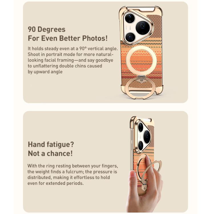 For Huawei Pura 80 Borderless Magnetic Ring Holder Carbon Fiber Texture Phone Case