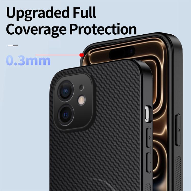 For iPhone 11 WANLONFENG Kickstand Carbon Fiber Texture Magnetic Phone Case