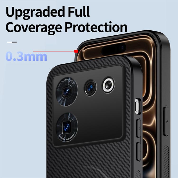 For ZTE nubia Z50 Ultra WANLONFENG Kickstand Carbon Fiber Texture Magnetic Phone Case