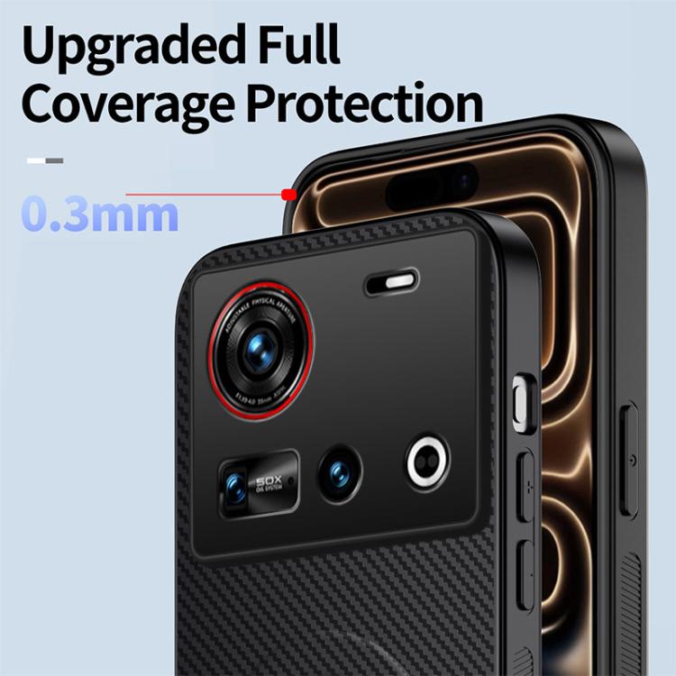 For ZTE nubia Z70 Ultra WANLONFENG Kickstand Carbon Fiber Texture Magnetic Phone Case