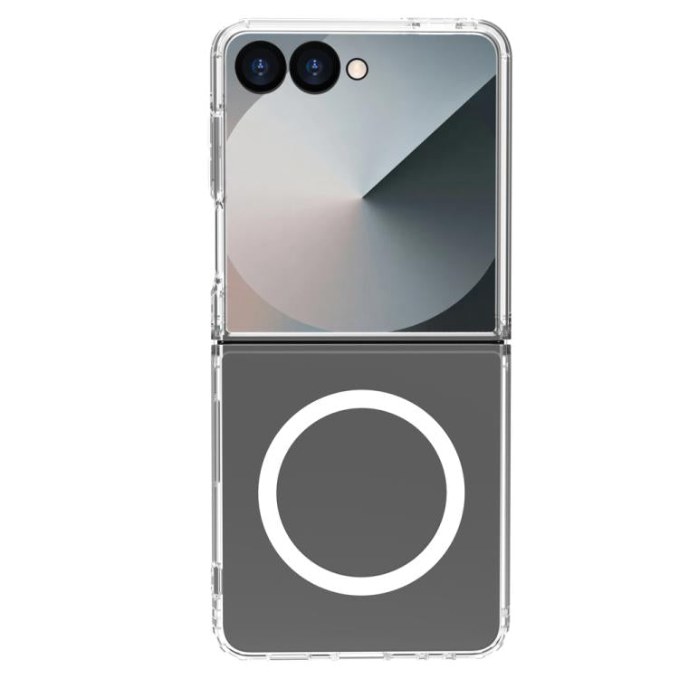For Galaxy Z Flip7 5G LeReach TOC Clear Series Dual-Composite Armor TPU + Acrylic Shockproof Magnetic Phone Case - Transparent