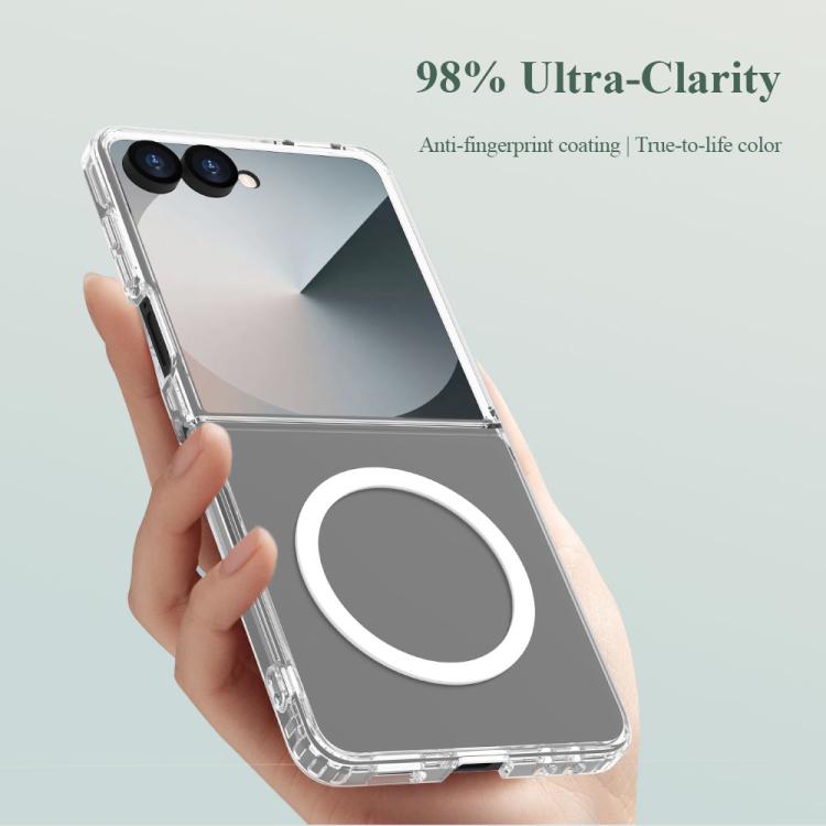 For Galaxy Z Flip7 5G LeReach TOC Clear Series Dual-Composite Armor TPU + Acrylic Shockproof Magnetic Phone Case - Transparent