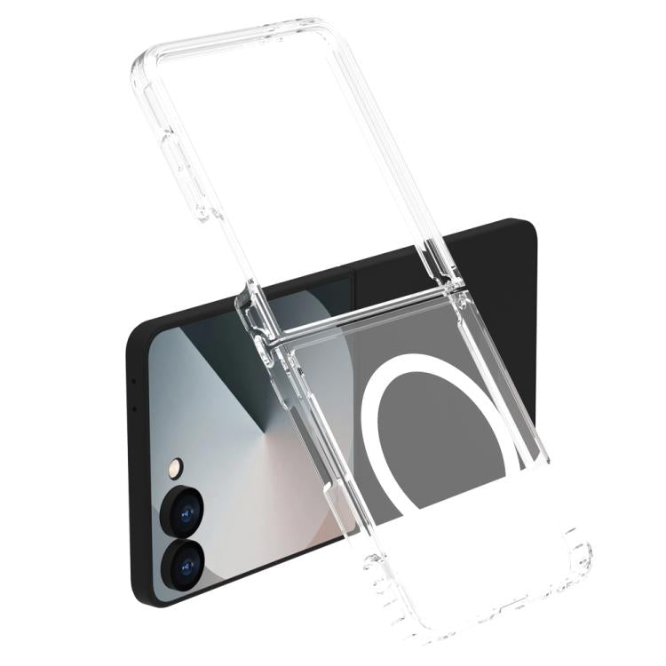 For Galaxy Z Flip7 5G LeReach TOC Clear Series Dual-Composite Armor TPU + Acrylic Shockproof Magnetic Phone Case - Transparent