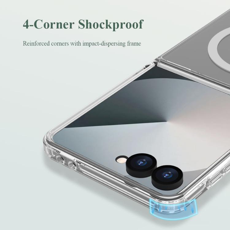For Galaxy Z Flip7 5G LeReach TOC Clear Series Dual-Composite Armor TPU + Acrylic Shockproof Magnetic Phone Case - Transparent