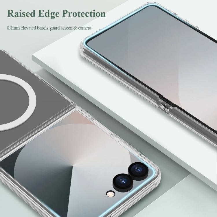 For Galaxy Z Flip7 5G LeReach TOC Clear Series Dual-Composite Armor TPU + Acrylic Shockproof Magnetic Phone Case - Transparent