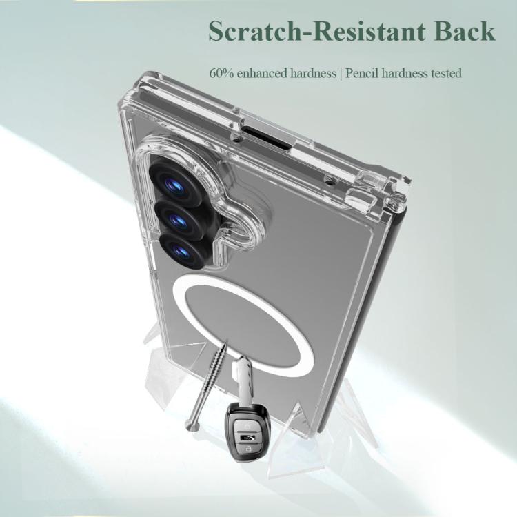 For Galaxy Z Fold7 5G LeReach TOC Clear Series Dual-Composite Armor TPU + Acrylic Shockproof Magnetic Phone Case - Transparent