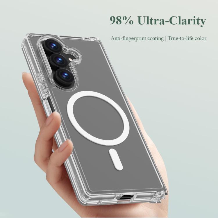 For Galaxy Z Fold7 5G LeReach TOC Clear Series Dual-Composite Armor TPU + Acrylic Shockproof Magnetic Phone Case - Transparent